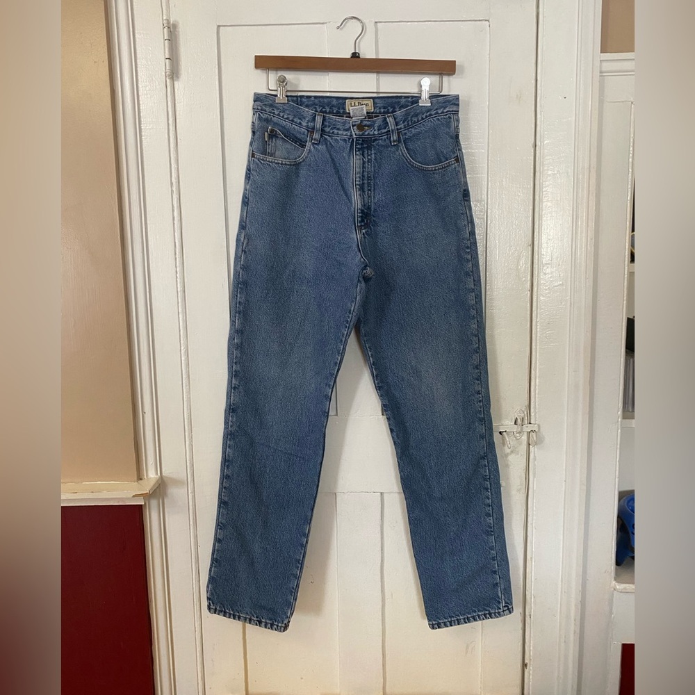 L.L. Bean Flannel Lined Men's Straight Blue Jeans 34x34